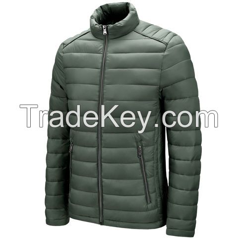 Custom factory recycled fibers lightweight men's padded winter jackets warm waterproof men puffer jacket