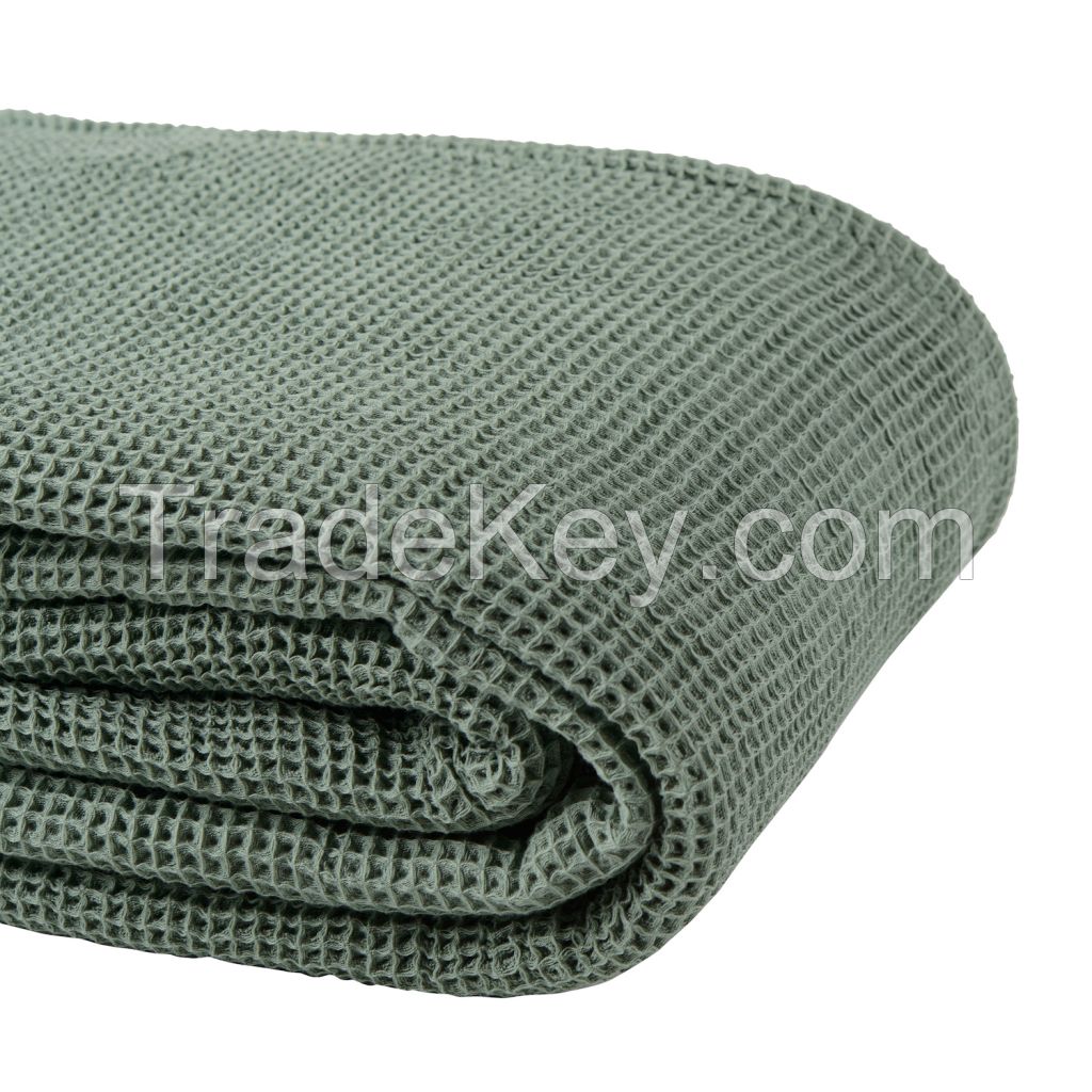 Cotton waffle throw, mint, collection Essential