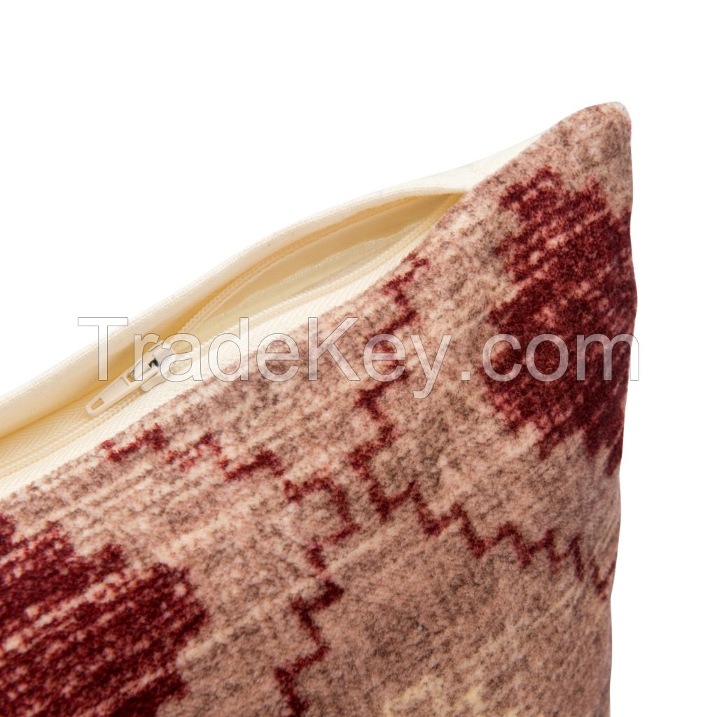 Cotton velvet cushion cover with an ethnic pattern, lavender, collection Ethnic