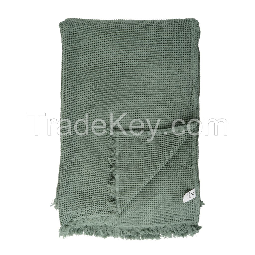 Cotton waffle throw, mint, collection Essential