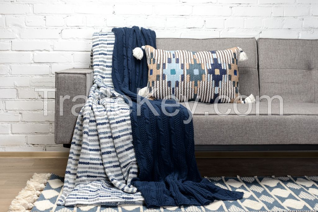 Striped cotton throw, collection Ethnic