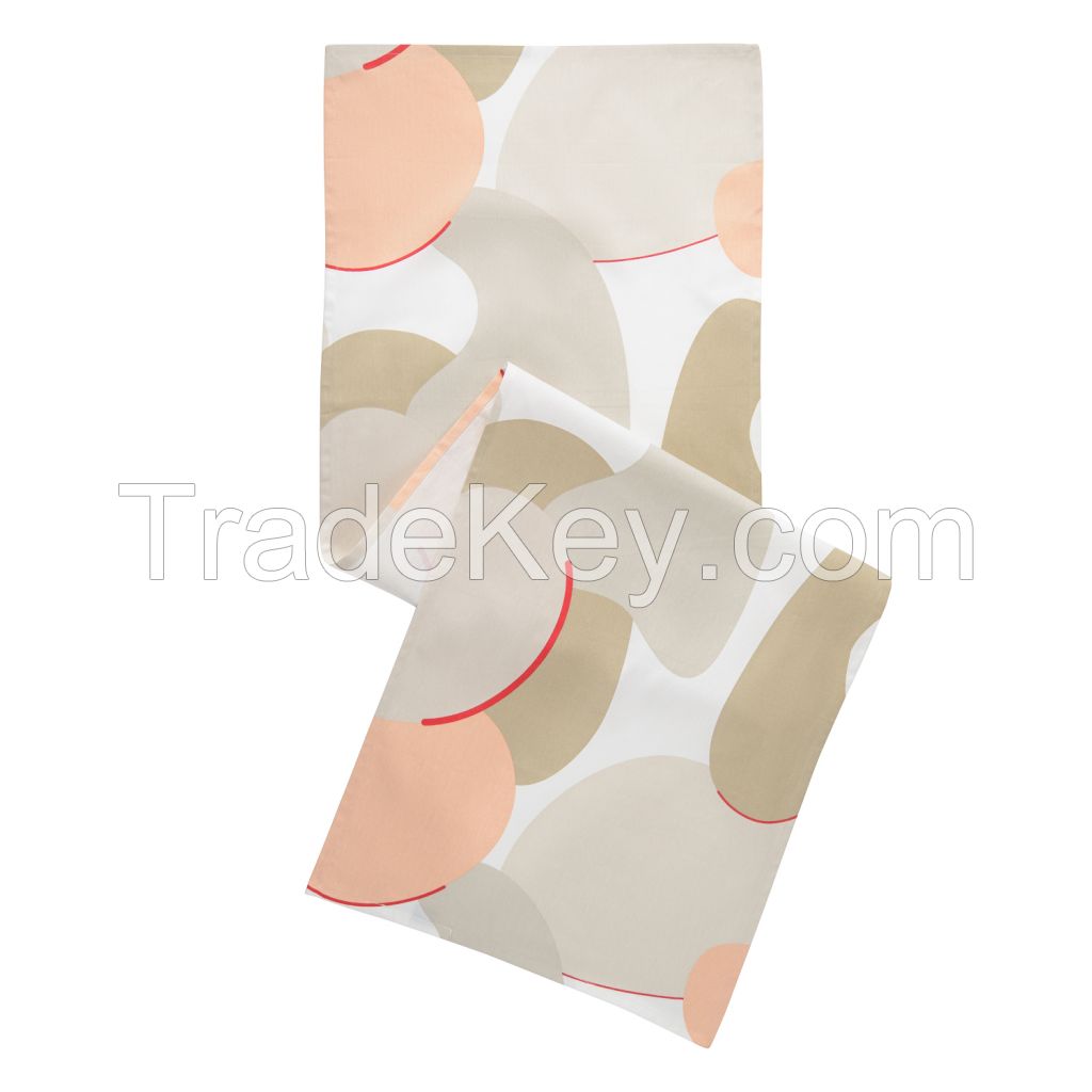 Cotton table runner with an author's print, beige, collection Freak Fruit