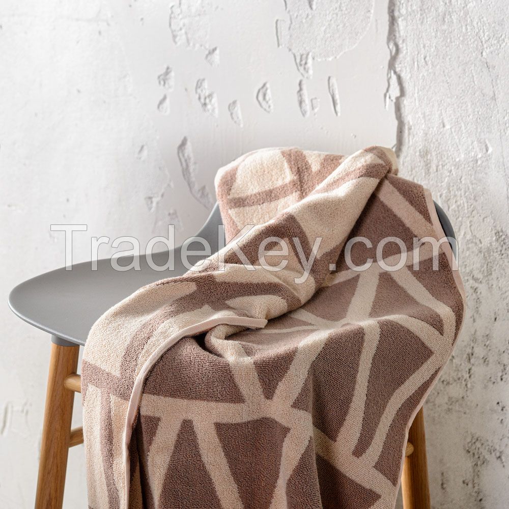 Jacquard bath towel Geometry, beige, collection Wild