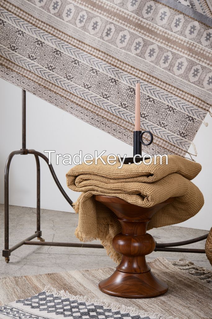 Cotton waffle throw, beige, collection Essential