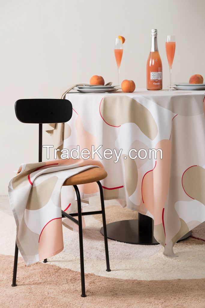 Cotton tablecloth with an author's print, beige, collection Freak Fruit