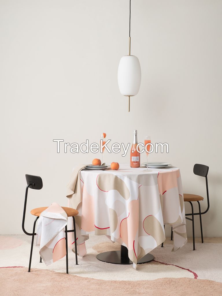 Cotton tablecloth with an author's print, beige, collection Freak Fruit