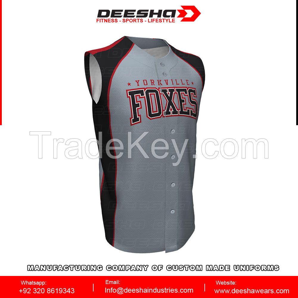 Top Quality custom made sublimation baseball sleeveless jerseys