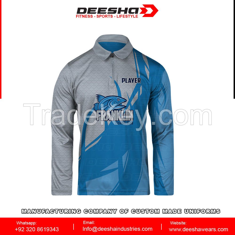 Customizable Long Sleeve  Fishing Polo Jersey Sublimation with heavyweight Quick dry Fishing Jersey For Men
