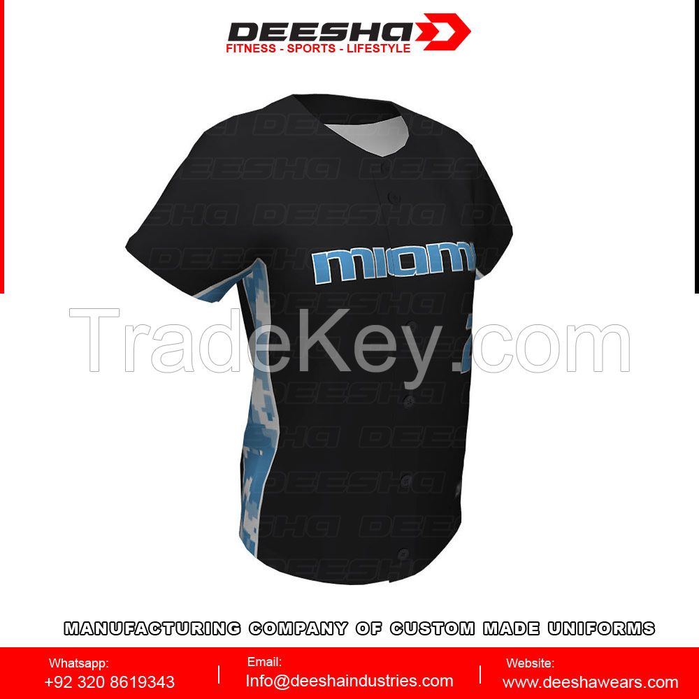 new arrival custom made softball full button jerseys youth