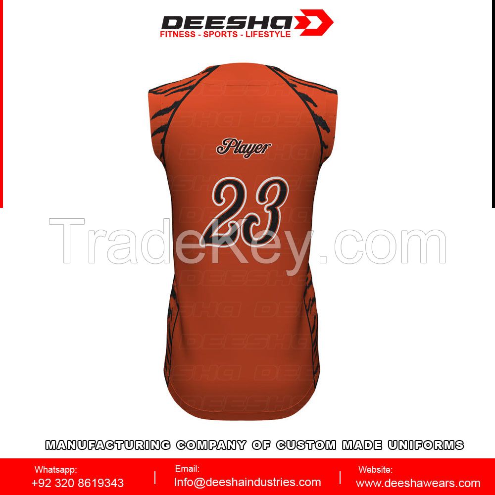 Custom Softball Full Button Sleeveless Jersey