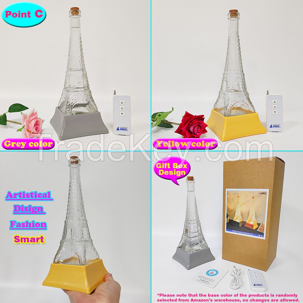 Remote control paris Eiffel tower night lamp night light Lighting Lamp Table Lamp soft light holiday lamp for bedroom reading room gifts USB charge light Portable lamps