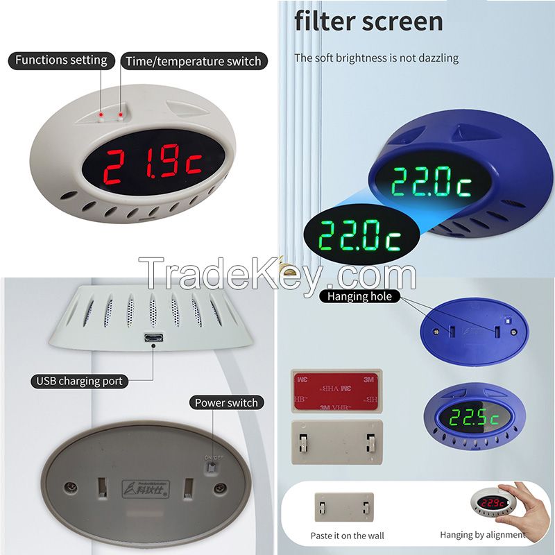 Motion Sensor LED Display Electronic Digital Temperature Meter Wall Clock Thermometer Indoor for Bathroom Reading Living Kitchen