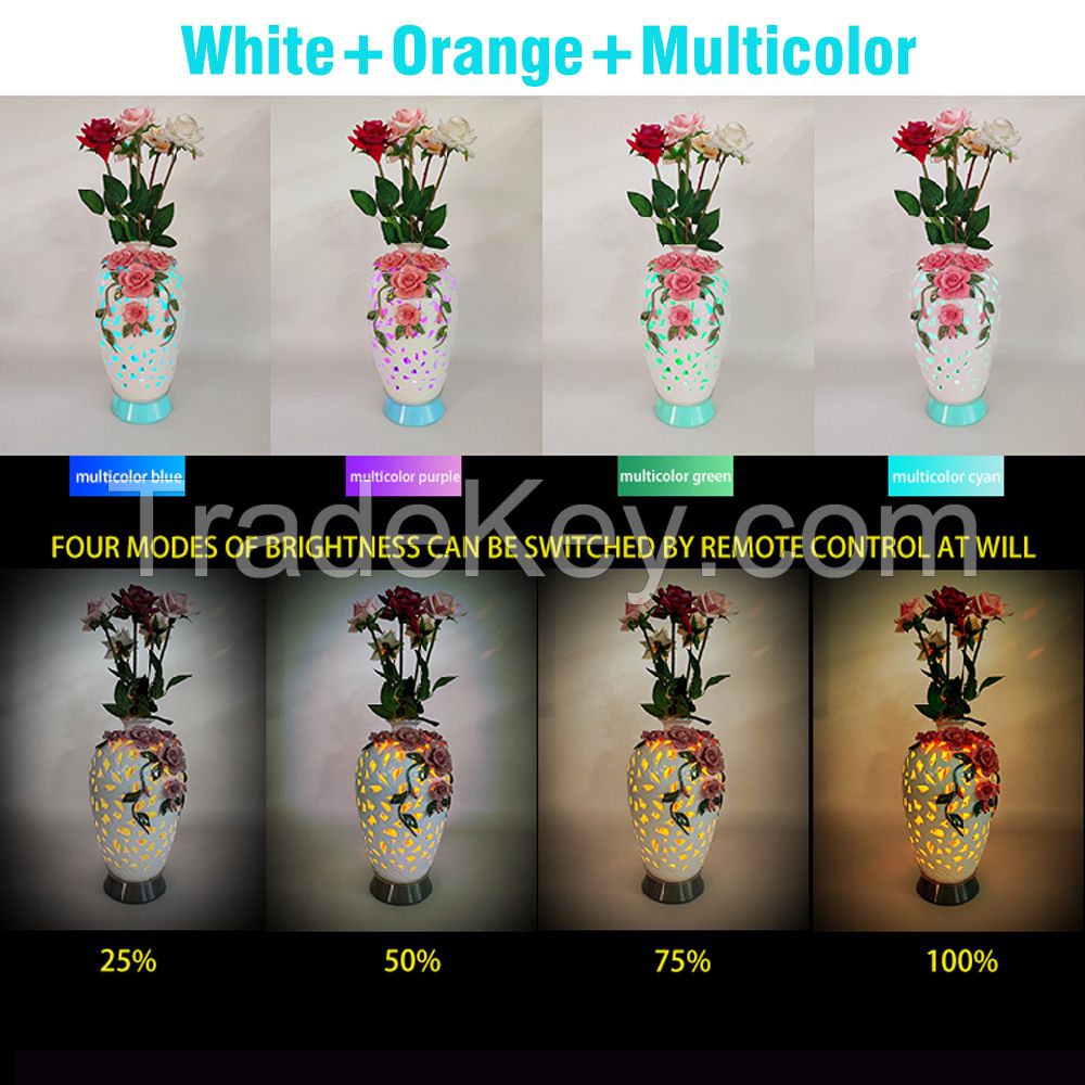 Hollow Vase Night Light Remote Control Night Lamp Vase Lamp Flowers Home Decor for Bedroom Reading Living Room Party Special Gifts