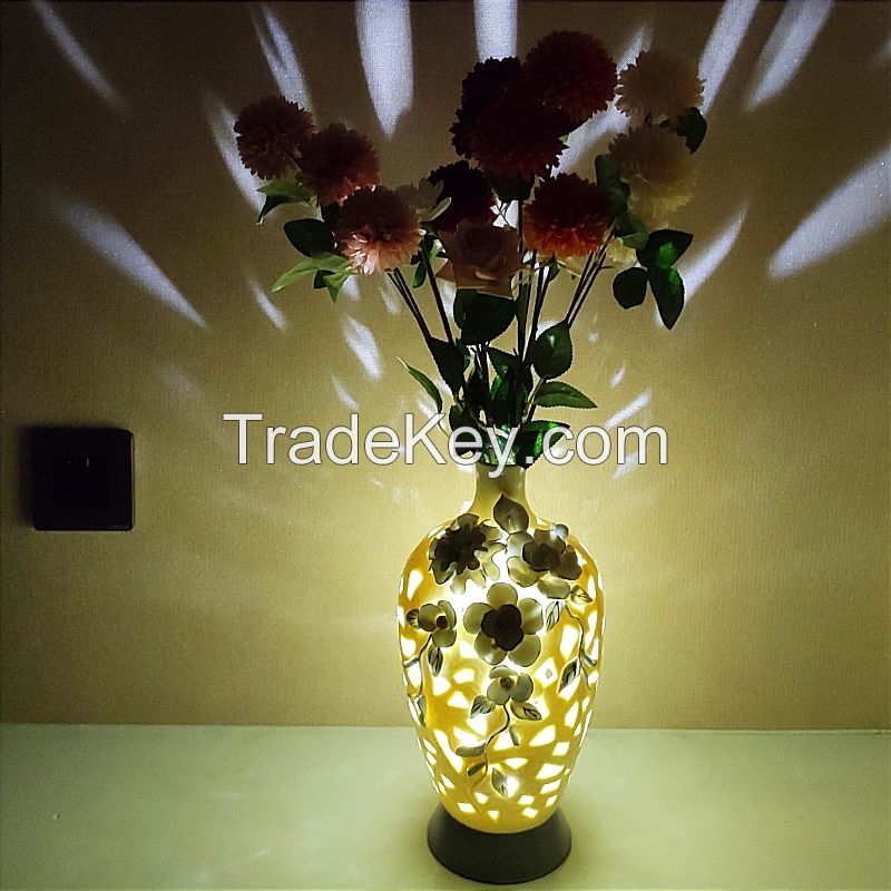 Remote Control Night Light Hollow Vase Ceramic Night Lamp Colorful Led Lights Table Lamp For Bedroom Reading Living Room Decor Gifts