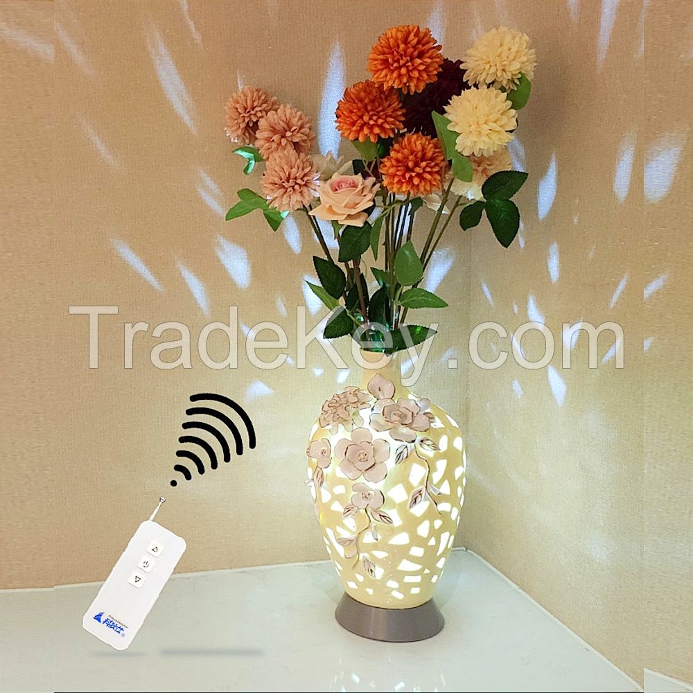 Remote Control Night Light Hollow Vase Ceramic Night Lamp Colorful Led Lights Table Lamp For Bedroom Reading Living Room Decor Gifts