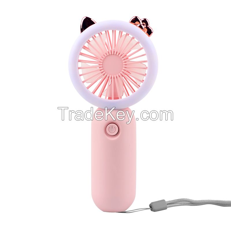 Lovely Mini Usb Fan With Rechargeable Battery Camping Lamp For Home Office School Gifts Table Desk