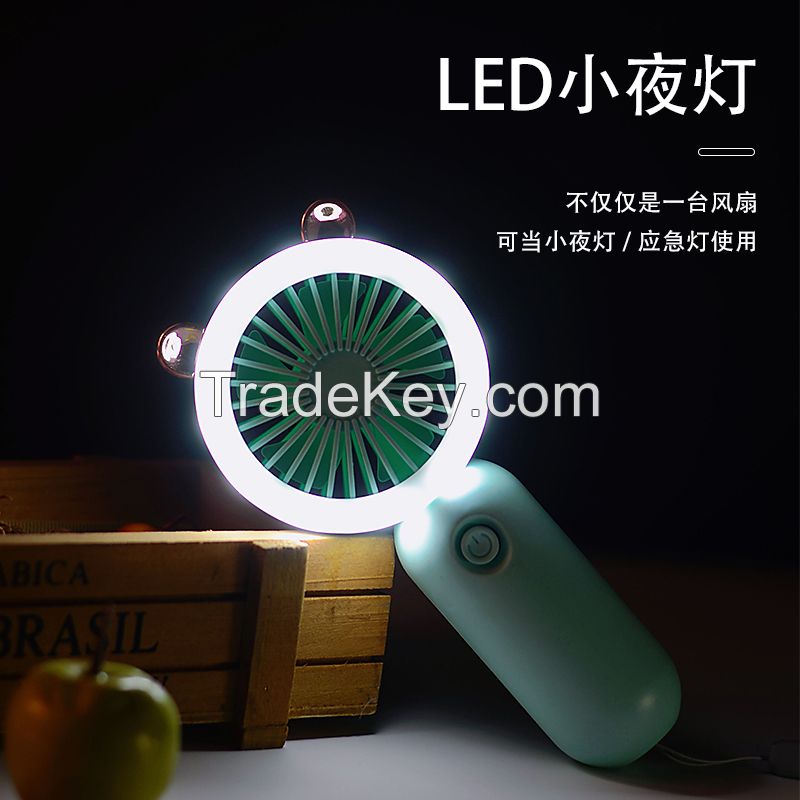 Lovely Mini USB Fan With Rechargeable Battery Camping Lamp for Home Office School Gifts Table Desk