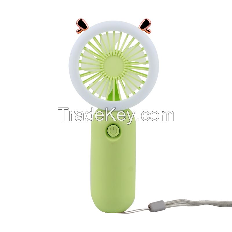 Lovely Mini USB Fan With Rechargeable Battery Camping Lamp for Home Office School Gifts Table Desk