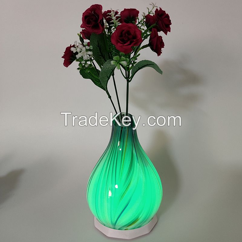 Remote control Glass Vase Night Light Multicolor With USB Rechargeable Battery For Bedroom Reading Living Room Holiday Gift 