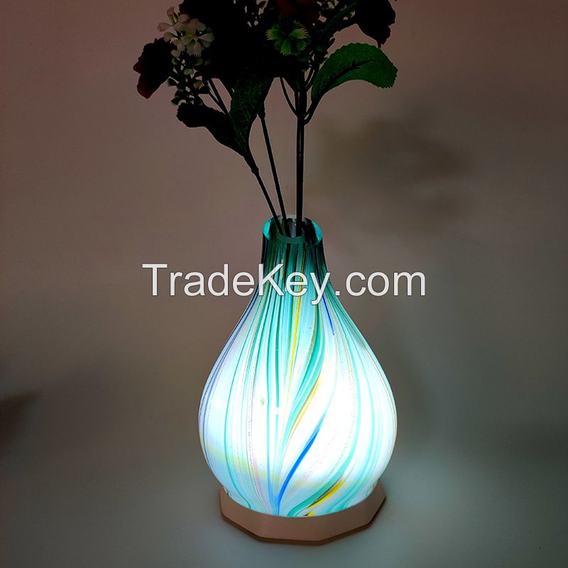 Remote control Glass Vase Night Light Multicolor With USB Rechargeable Battery For Bedroom Reading Living Room Holiday Gift 