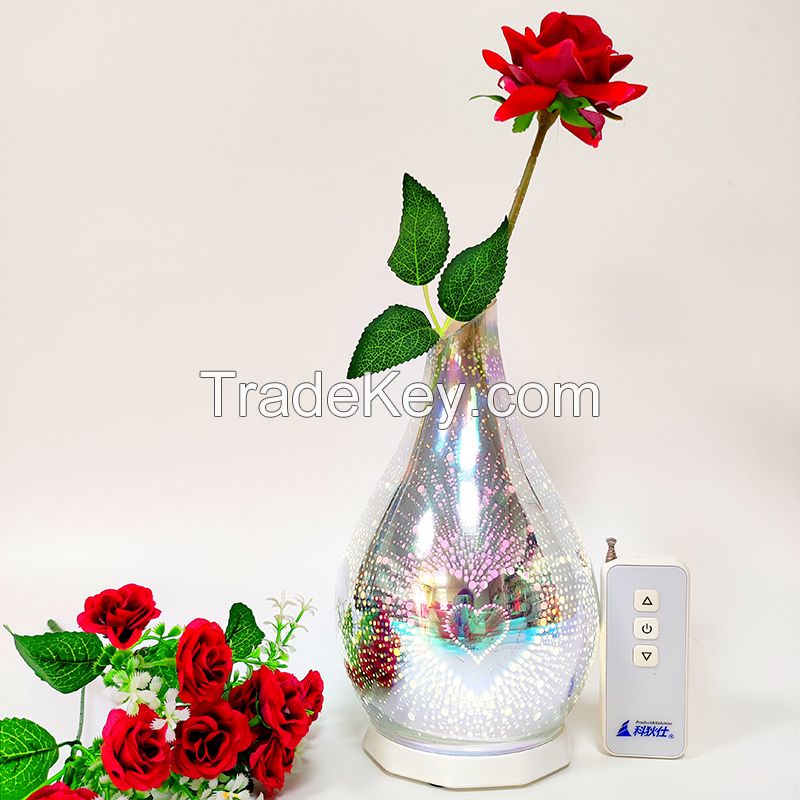 Glass Vase Night Light Multicolor Led Light With Remote control AND USB Rechargeable Battery For Bedroom Reading Living Room Holiday