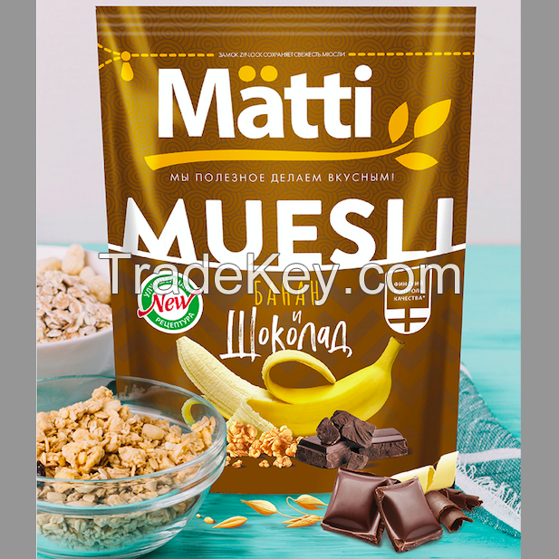 Matti Muesli with banana and chocolate