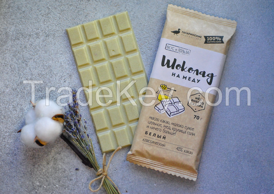 Honey sweetened white chocolate 41%