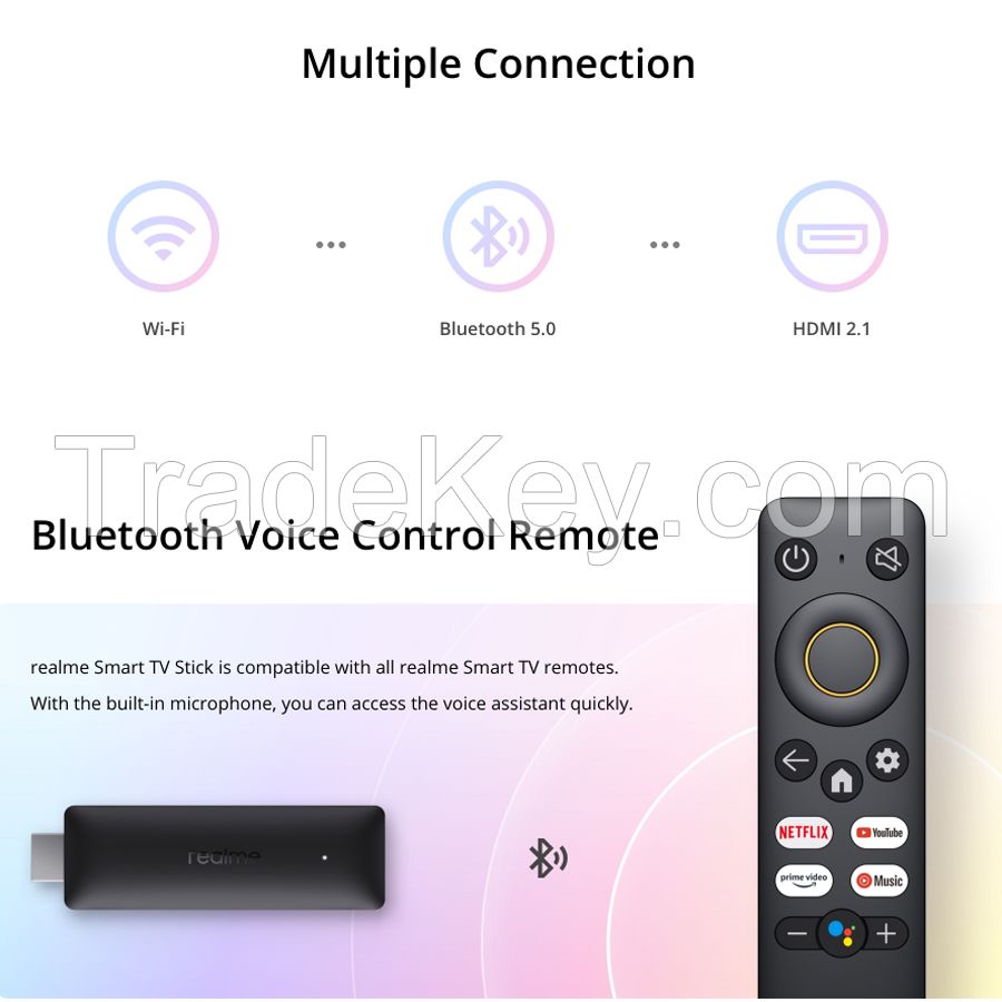 realme 4K TV Stick Global Version 2GB 8GB Cortex A53 Bluetooth 5.0 HDMI 2.1 Smart Google TV Stick 4kp60 Netflix Voice Assistant