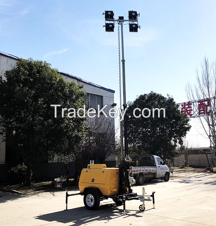 Xcmg Official 9m 1000w*4 Telescopic Hydraulic High Mast Diesel Outdoor Mobile Vehicle-mounted Light Tower