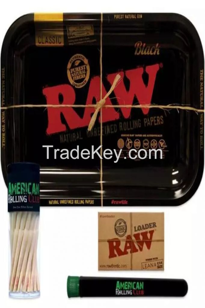 RAW Cones Combo | Black 1ÃÂ¼ | 75 Pack and Small Rolling Tray