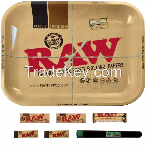 RAWâs Classic Combo Pack features a pack of 50 1ÃÂ¼ Rolling Papers and a Large Tray. The papers are all-natural, unbleached, and made from pure rice. They are thin and delicate, and the ink is water-based. The papers are desig