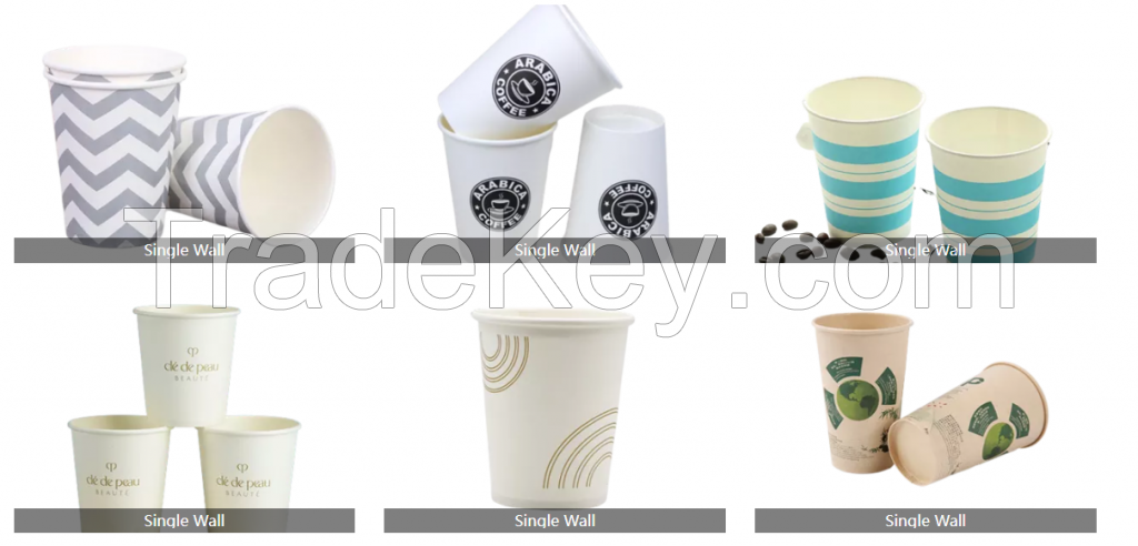 Single Wall Paper Tea Cups 3/4/6/8/10/12/16 OZ Hot Drink Paper Coffee Cup