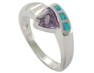 Streling Silver Ring With Opal