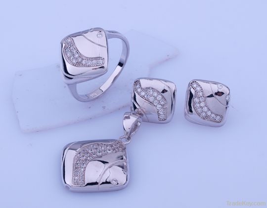 2011 new fashion 925 sterling silver cz jewelry set