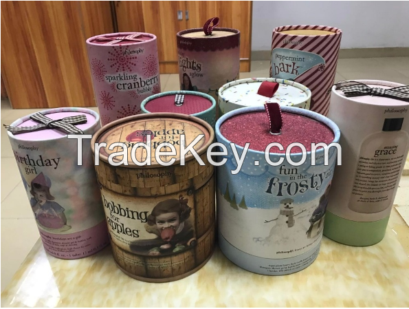 Round Cylinder Cardboard Gift Box Recycled Craft Paper Tube For Gift