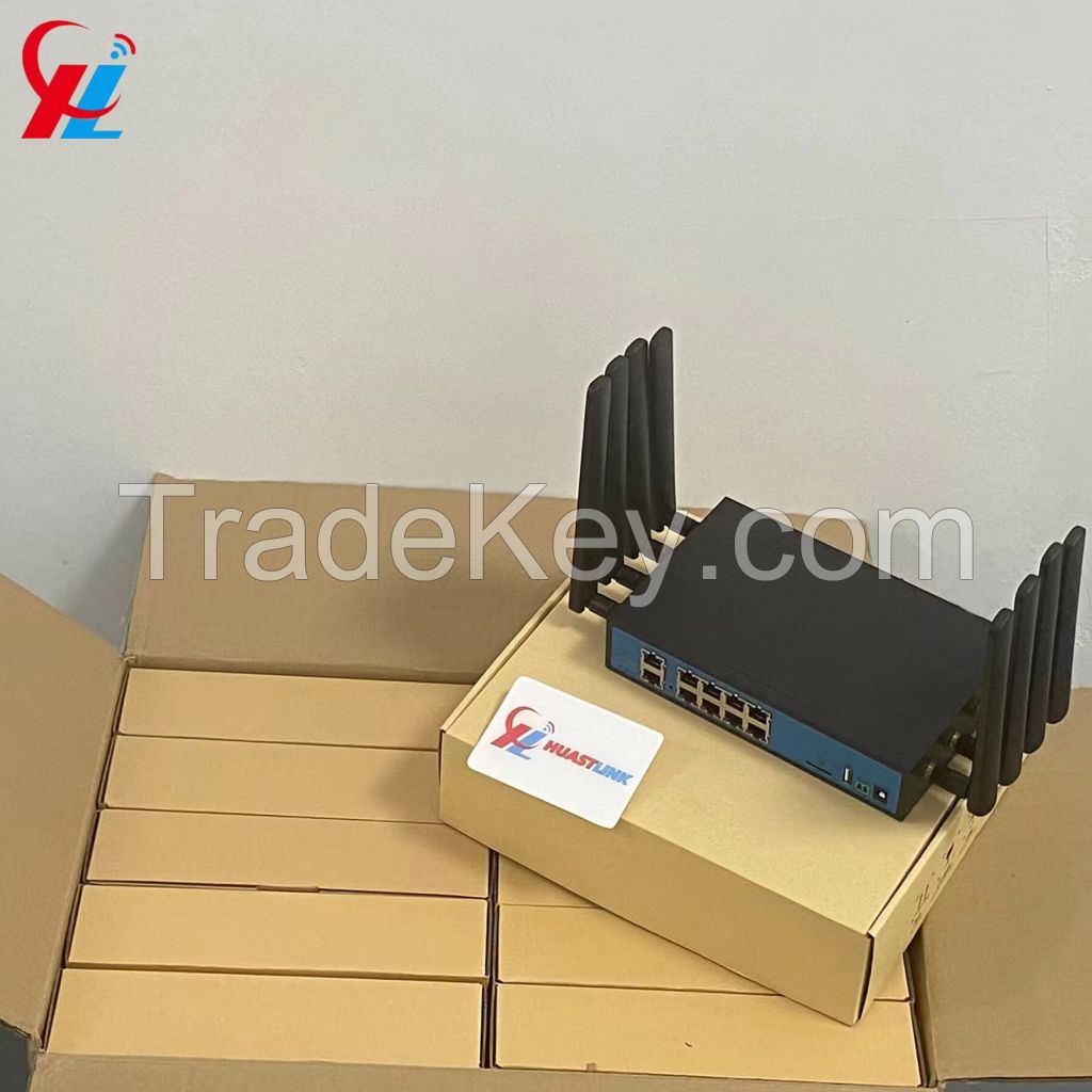 Huastlink HC-G80 8 Lan Ports Gigabit Openwrt AX3000Mbps 5G Industrial Router with sim card