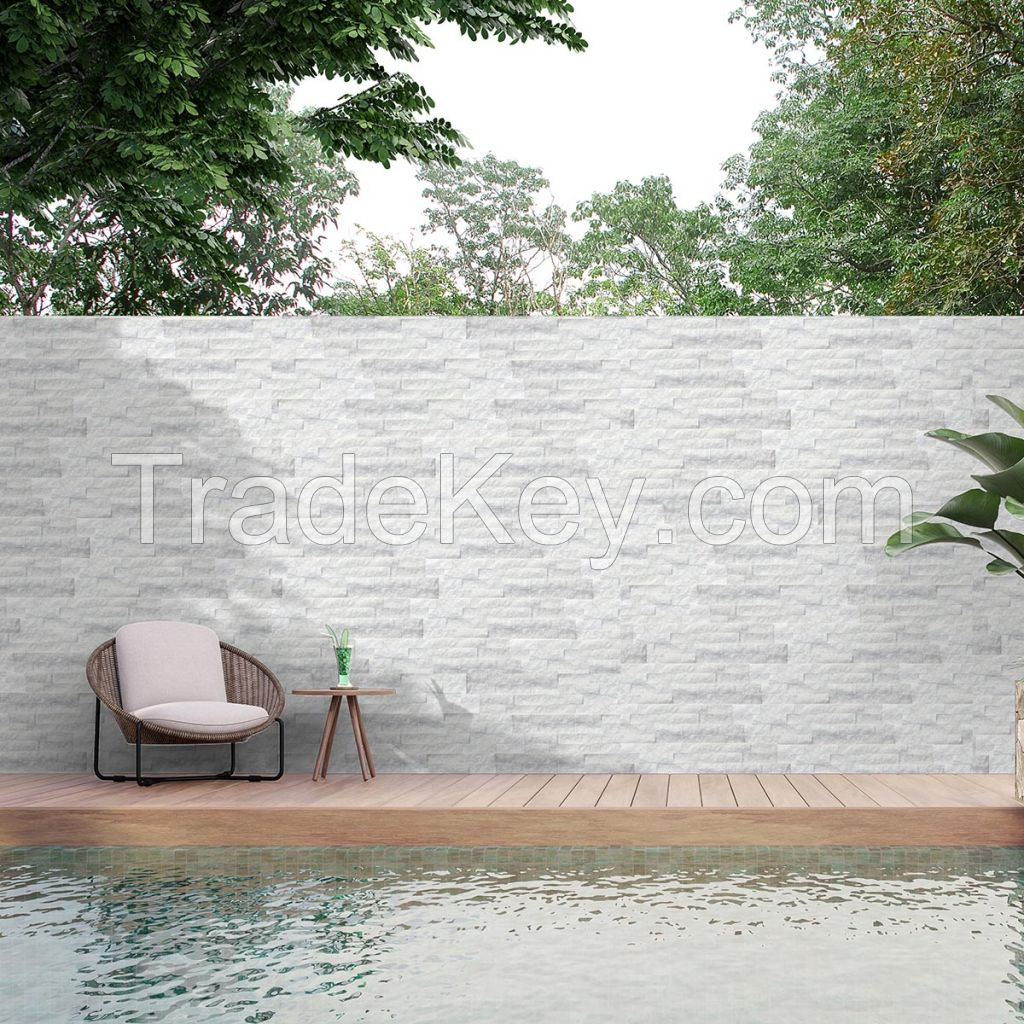 Arctic White Ledger Stone Split Face