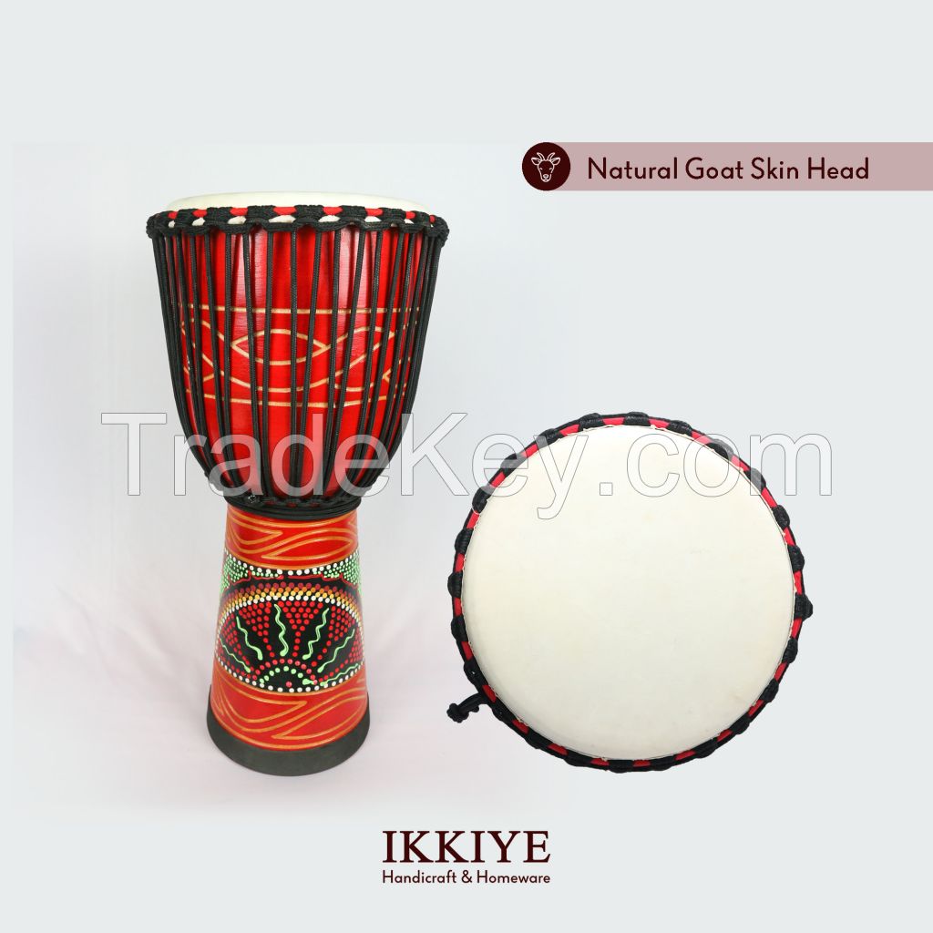Flower Painting Carving Indo Djembe Drum