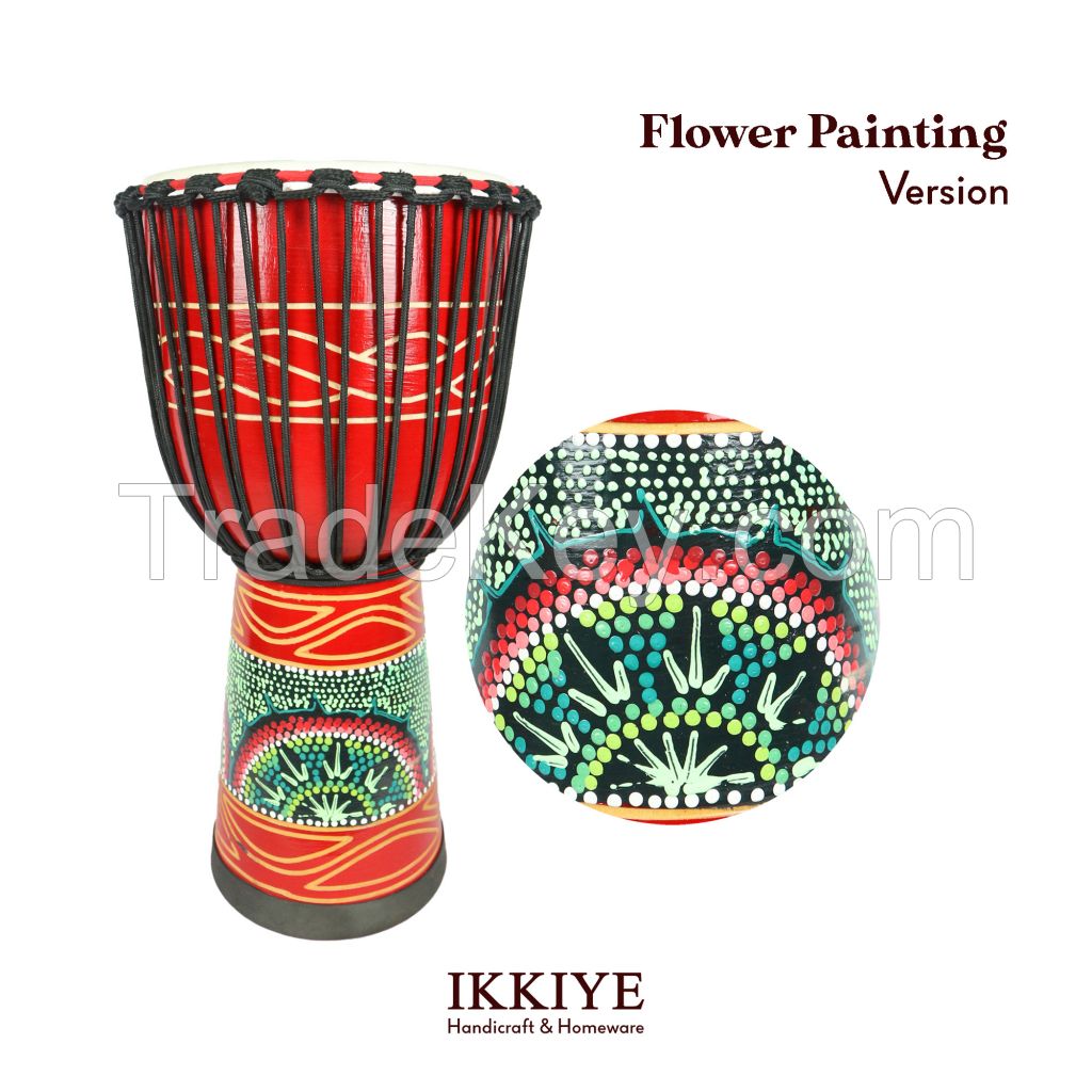 Flower Painting Carving Indo Djembe Drum