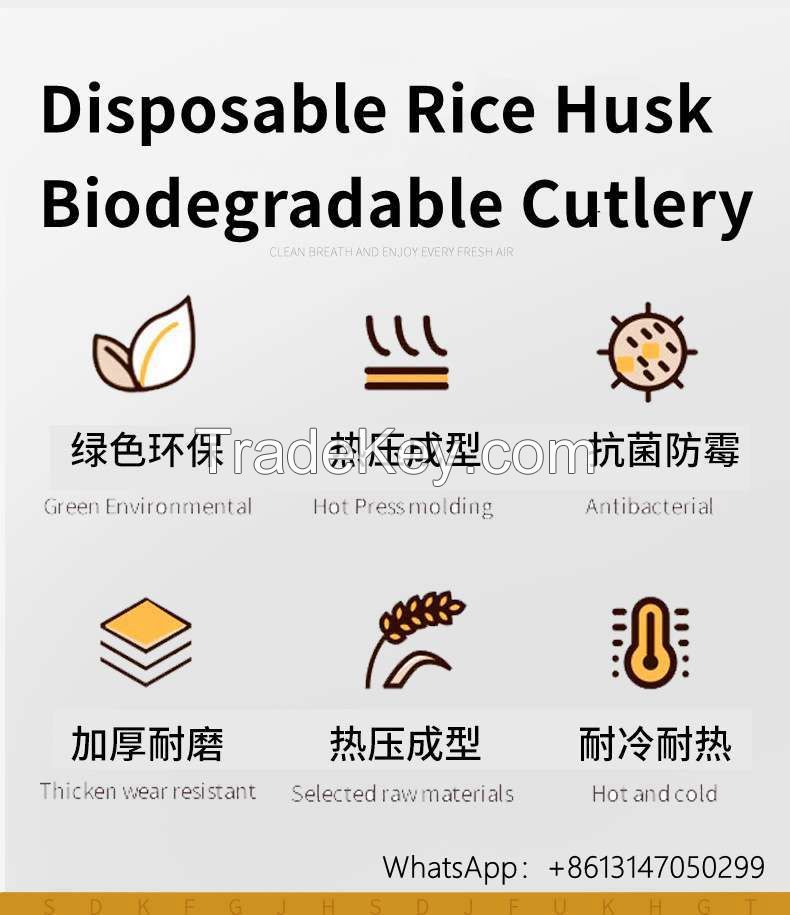 Disposable Rice Husk Biodegradable Cutlery, Disposable Cutlery, Plastic tableware, Plastic Cutlery