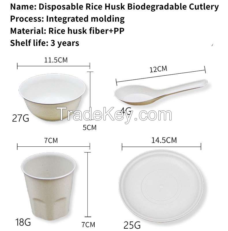 Disposable Rice Husk Biodegradable Cutlery, Disposable Cutlery, Plastic tableware, Plastic Cutlery