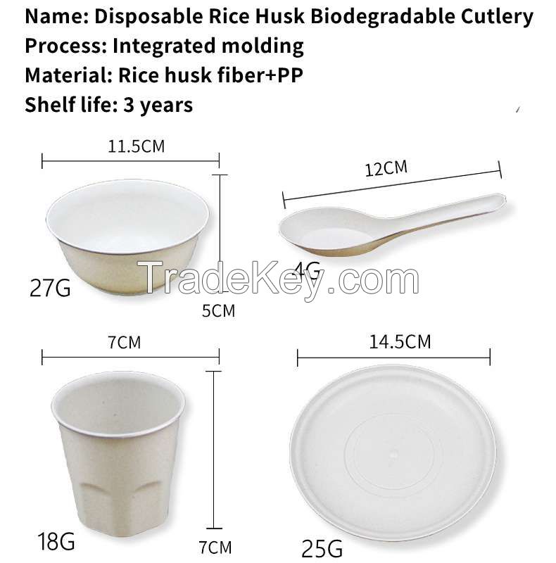 Disposable Rice Husk Biodegradable Cutlery, Disposable Cutlery, Plastic Tableware, Plastic Cutlery