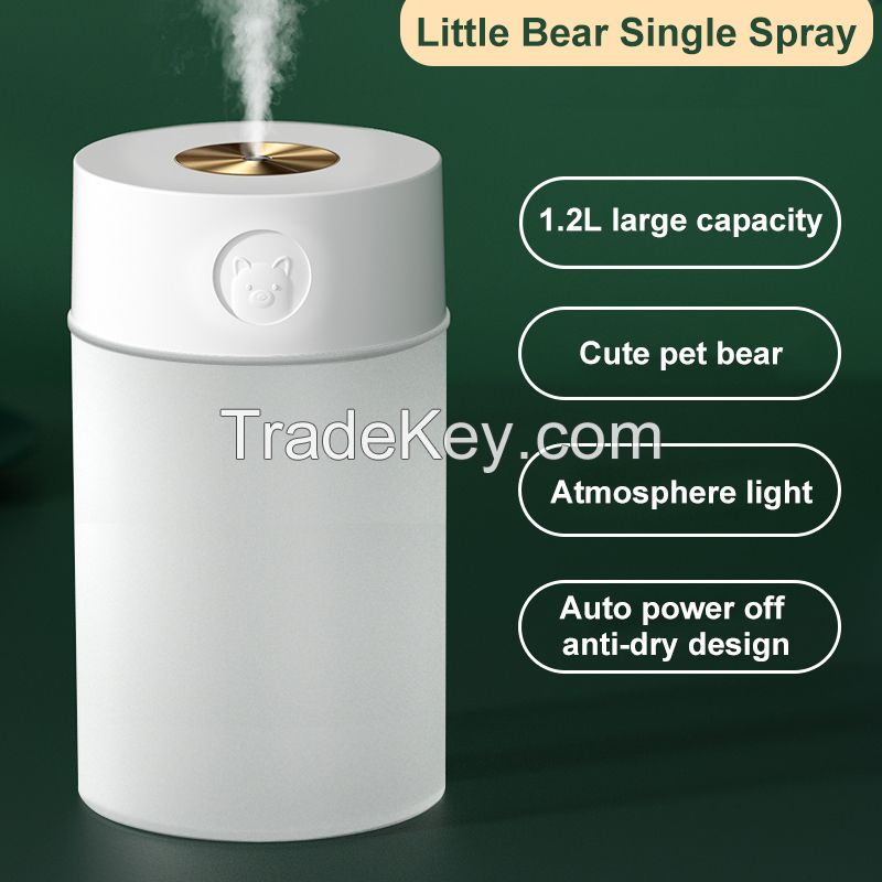 1200ml Cute Bear Spray Mist Oil  Usb Desktop Ultrasonic Aroma Humidifier Led