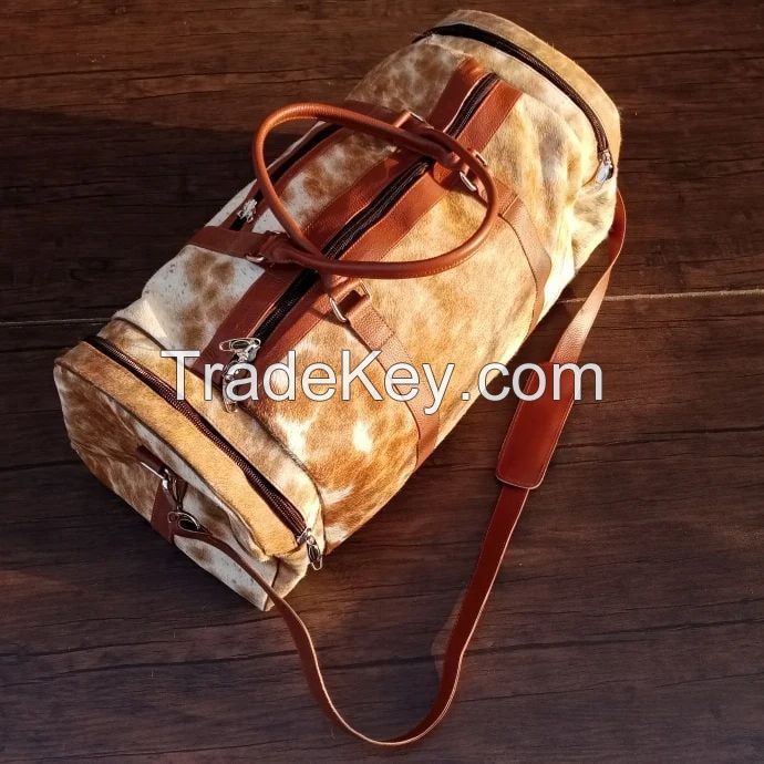Cowhide Hair On Duffle Weekend Bags Wholesale Manufacturer Travel Bags