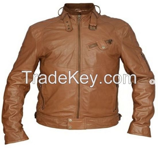 100% Real Leather Fashion Biker Soft sheep Jacket Men's Moto Leather Genuine Jacket Leather men's Jackets