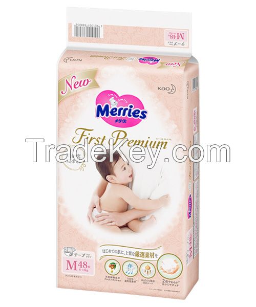 Supplier in Europe Japanese diapers MERRIES FIRST PREMIUM pants type M, L, XL