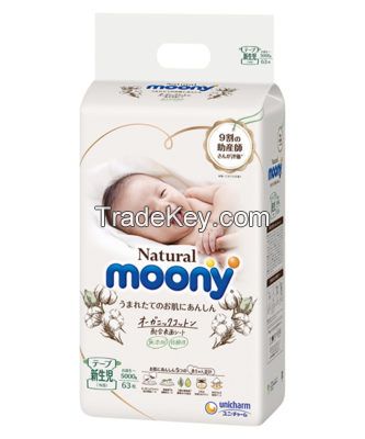 Supplier in Europe Japanese diapers MOONY NATURAL tape type NB, S, M, L