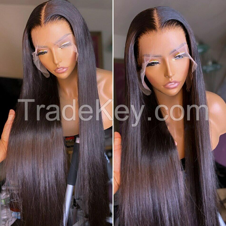 Lace Front Human Hair Wigs Brazilian Transparent Bone Straight Lace Closure Wigs