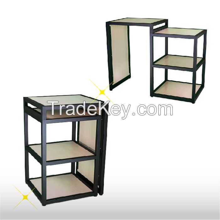 Nesting Tables Black Metal Frame with wooden Storage Shelf 