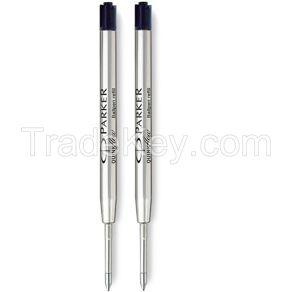 2 Pack Genuine Parker Ballpoint Refill BLACK Biro Medium Quink Flow Ball Pen